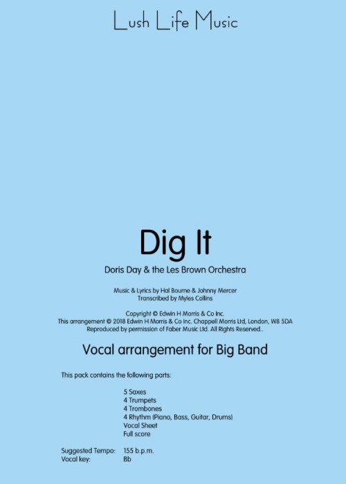 Dig It (Vocal Solo with Jazz Ensemble - Score and Parts)